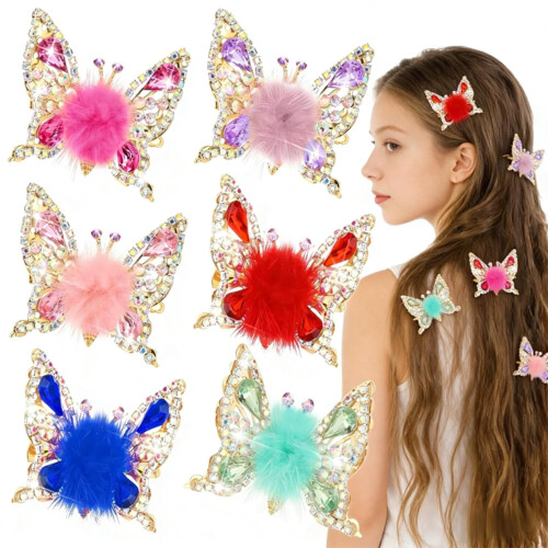 Fermaglio per capelli a forma di farfalla in lega con strass (1 pezzo)