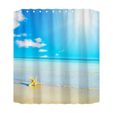 Dusjforheng med Ocean Beach-trykk, 70 x 70 tommer, vanntett