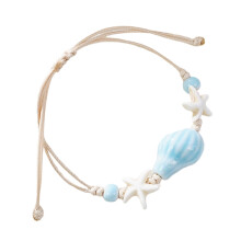 Armbandkette mit Keramikmuschelperlen für Damen, verstellbar