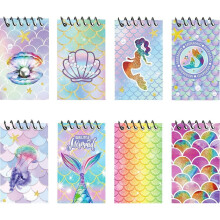 Mini cuadernos espirales de sirena con temática oceánica (8 unidades)