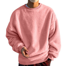 Heren sweatshirt met lange mouwen, pluizig, effen kleur, herfstbovenkleding