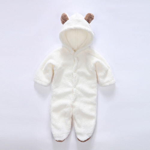 Baby Jumpsuit Plush Bear Ears Winter Warm Romper 1