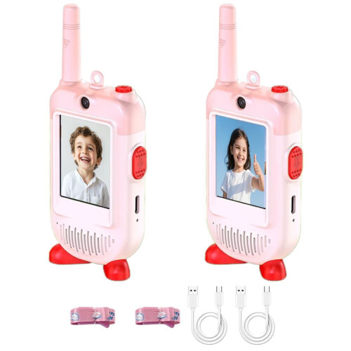 Stații video walkie-talkie Pekkaxy pentru copii, pachet de 2