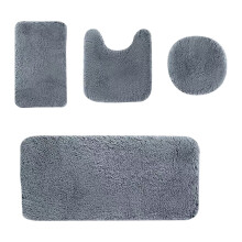 Ensemble de tapis de bain moelleux gris foncé, 4 pièces, antidérapant