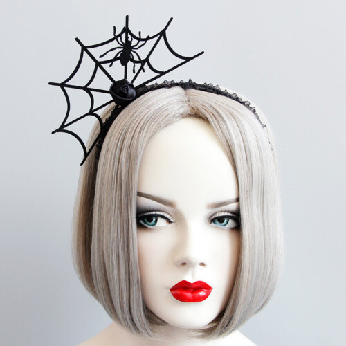 Tiara de Halloween com bruxa e teia de aranha (1 peça)
