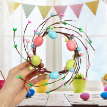 Corona de velas de huevo de Pascua, decoración de anillo de ratán