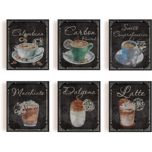Vintage coffee wall art for kitchen and dining room
