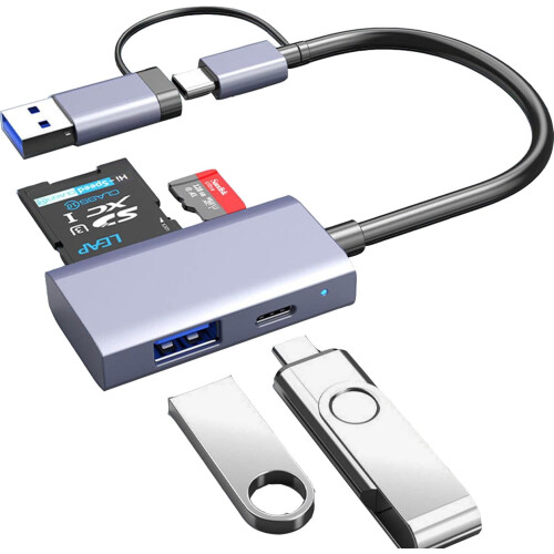Concentrador lector de tarjetas SD/TF USB-C 3.0 4 en 1