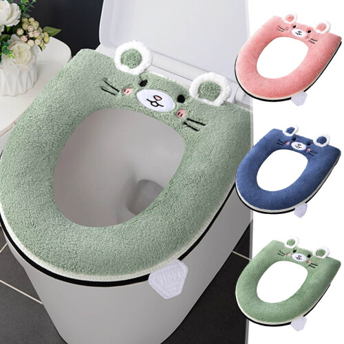 Cojín para asiento de inodoro rosa de algodón lavable con cremallera.