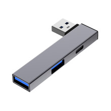 Hub portátil USB 3.0 con puertos USB-C y 2 puertos USB-A.