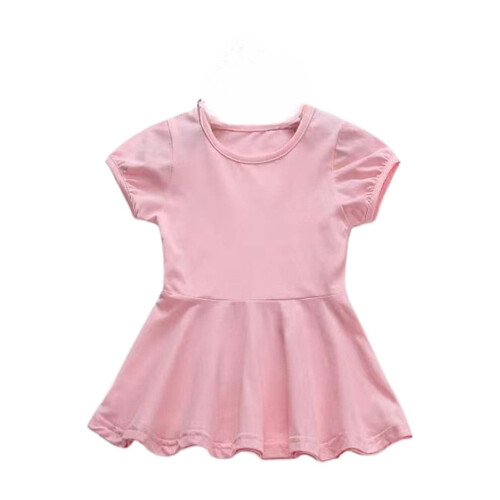 Mädchen Sommerkleid, einfarbig, elastischer Bund, Größe 5M-4Y