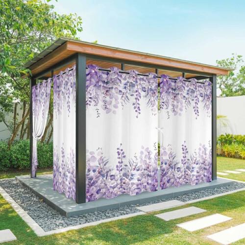 Cortinas exteriores estilo granja impermeables de eucalipto morado
