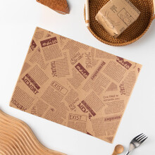 Braunes Sandwich-Geschenkpapier mit Alphabet-Aufdruck, 50 Stück, 38 x 28 cm