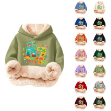 Moletom infantil com capuz, estampa colorida, sem bolsos, tamanho juvenil.