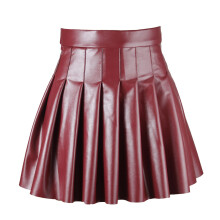 Falda plisada de cuero de talle alto para mujer (1 pieza)