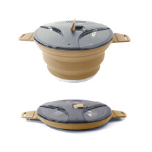 Faltbarer Silikon-Campingkessel, khaki