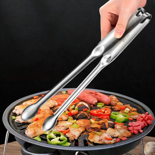Stainless Steel Grill Tongs with Serrated Tips and Locking 1