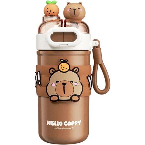 Garrafa de água Capybara com dupla abertura, 750ml e alça.