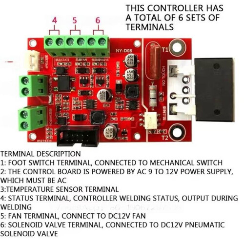 Spot Welding Machine Controller Spot  Pneumatic LCD Display with Temperature Sensor for 18650 Battery Repair Tool