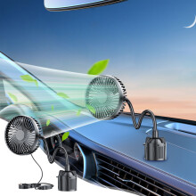 Ventilador portátil USB para carro com rotação de 360 e 3 velocidades.
