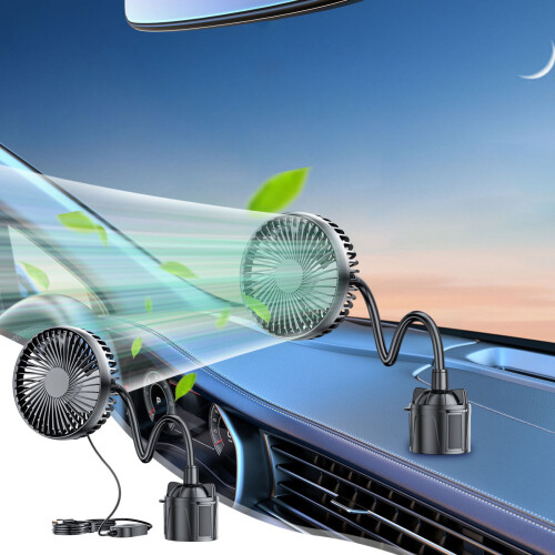 Draagbare USB-autoventilator, 360 draaibaar, 3 snelheden