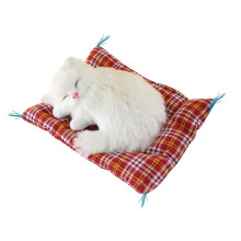 Simulation Cat Plush Toy with Sound and Cloth Mat6.7x5.5