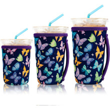 Fundas de neopreno para café helado, paquete de 3, color mariposa oscura