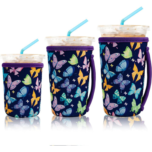 Neopren-Eiskaffeehüllen, 3er-Pack, Dunkelbutter