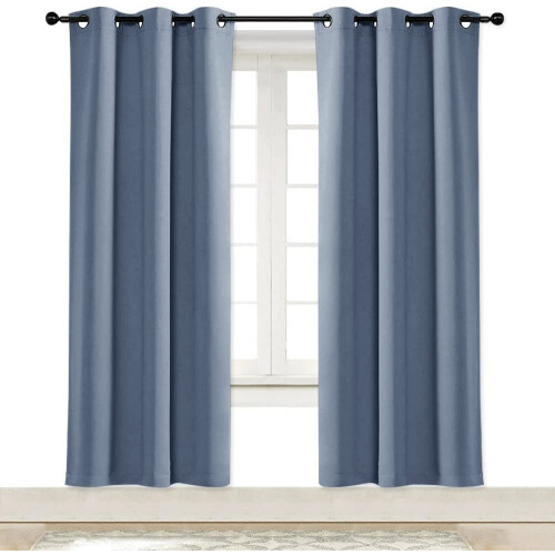 Painel de cortina blackout azul-pedra para cozinha, 42x72 polegadas
