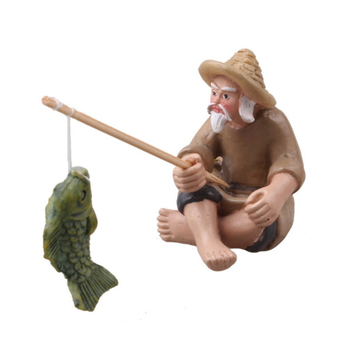 Aquarium harsornament: visser, landschapsbeeldje
