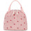 Isolierte Lunchtasche aus rosa Cord mit Erdbeermuster 1 1