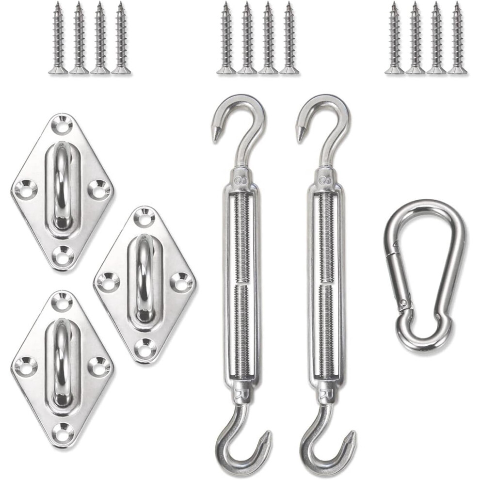 Stainless Steel Triangle Shade Sail Hardware Kit 12 Pcs 908436581776