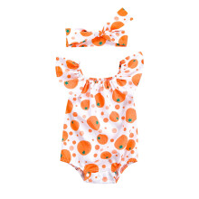 Baby Girl Sleeveless Floral Romper Bodysuit Set with