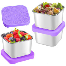 Roestvrijstalen snackbakjes met siliconen deksels, 170 ml