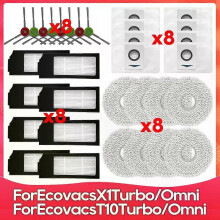Conjunto de escova lateral e filtro para aspirador robô Ecovacs X1/T10