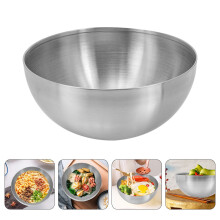 Grand bol mélangeur en métal, en acier inoxydable, portable pour la préparation des repas.