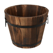 Ensemble de jardinières rustiques en forme de tonneaux de whisky, pour intérieur et extérieur.