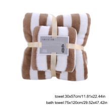 Coral Velvet Bath Towel Set Brown 3-piece