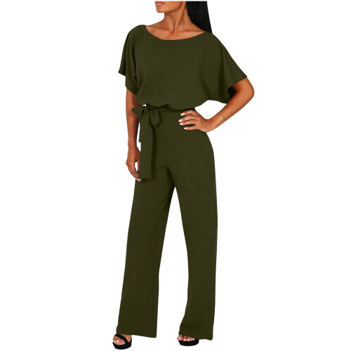 Damen Sommer Kurzarm Jumpsuit Hose 1