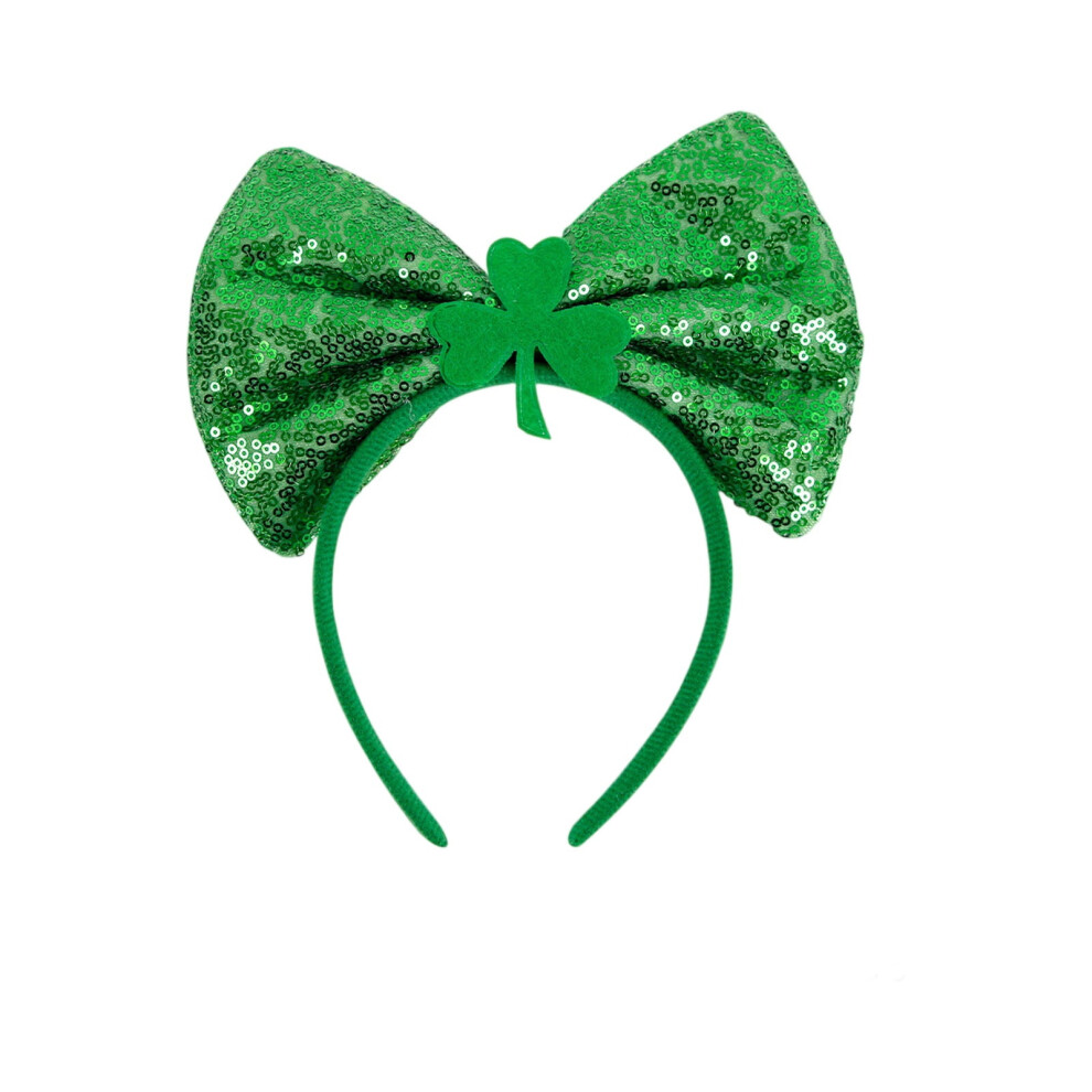 St. Patrick's Day sequin bow headband shamrock decoration 1