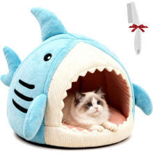Shark Cat Bed Plush Cave for Cats and Small Dogs 2026