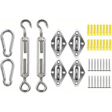 Conjunto de fixação para toldo de vela de sombra em aço inoxidável