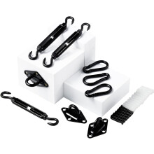 Kit de ferragens para vela de sombra triangular, preto, resistente, aço inoxidável 304.
