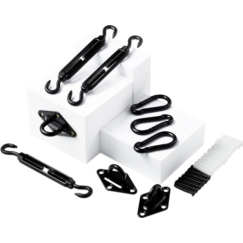 Kit de ferragens para vela de sombra triangular, preto, resistente, aço inoxidável 304.