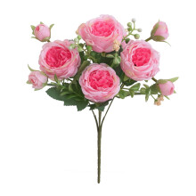 Kunstig rød blomsterbuket med bøjelige stilke 11,8 tommer
