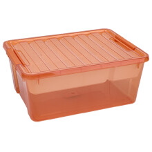 Caja de almacenamiento de plástico con bandeja, azul, 25 cm (10 pulgadas)