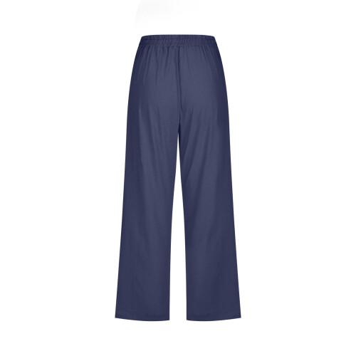 Women's Linen Blend Capris with Pockets Navy S 2