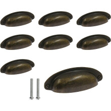Poignées de style ferme vintage, bronze plat, lot de 8