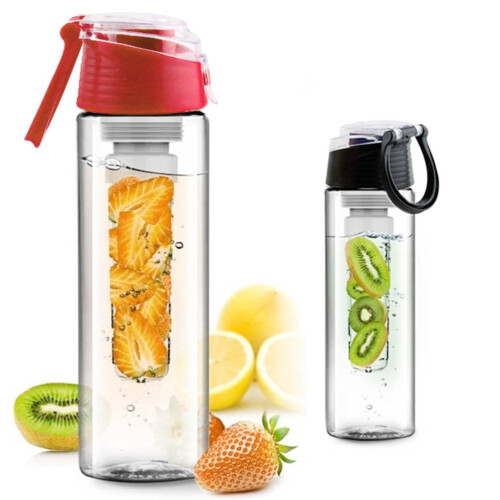 Tragbare rote Kunststoff-Fruchtinfusions-Wasserflasche (1 Set) 2