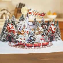 3D pop-up kerstkaart met kerstboom en kerstman